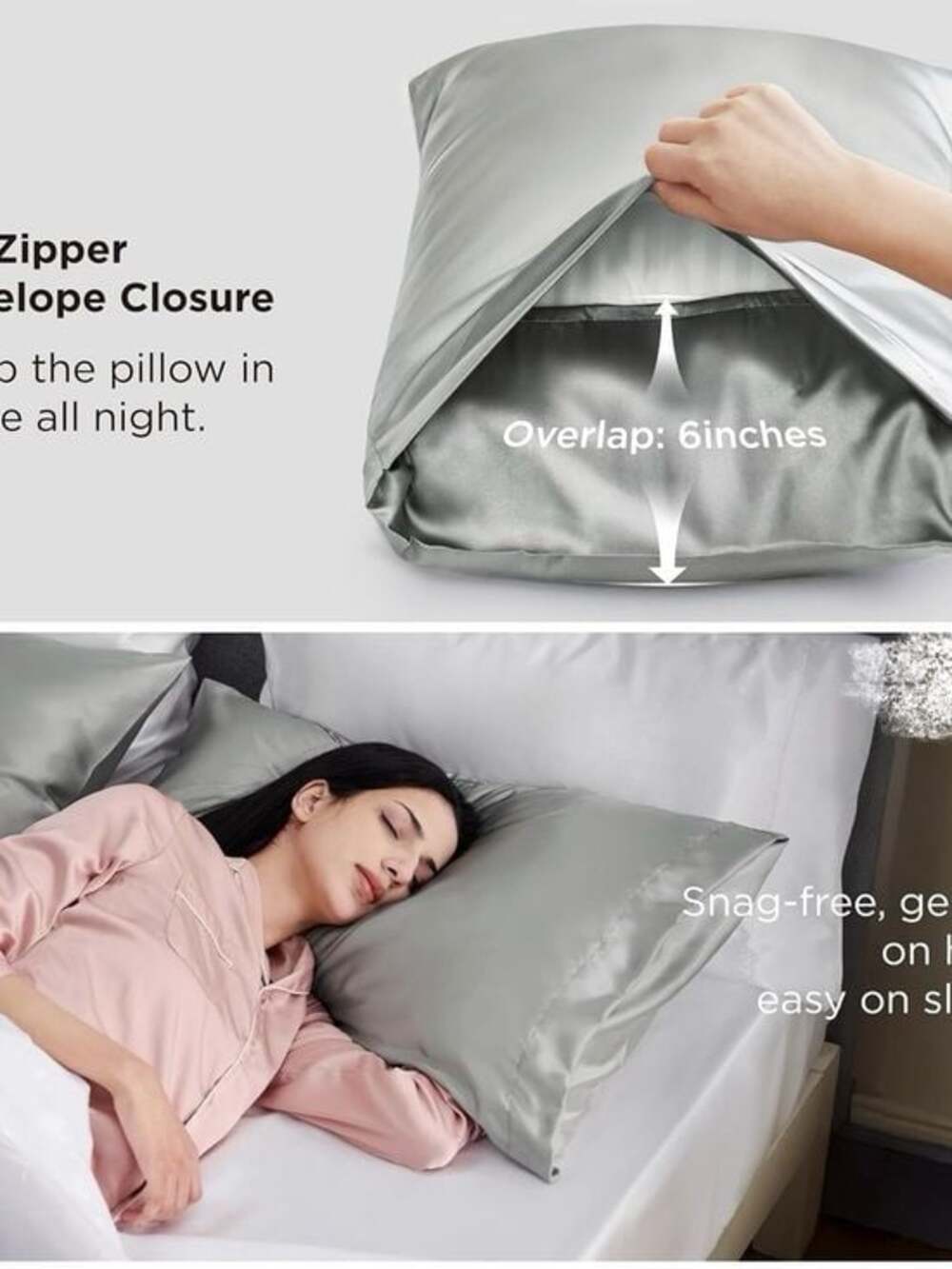 Bedsure Satin Pillowcase Queen Size Set of 2, Cooling Pillow Case - Picture 6 of 9